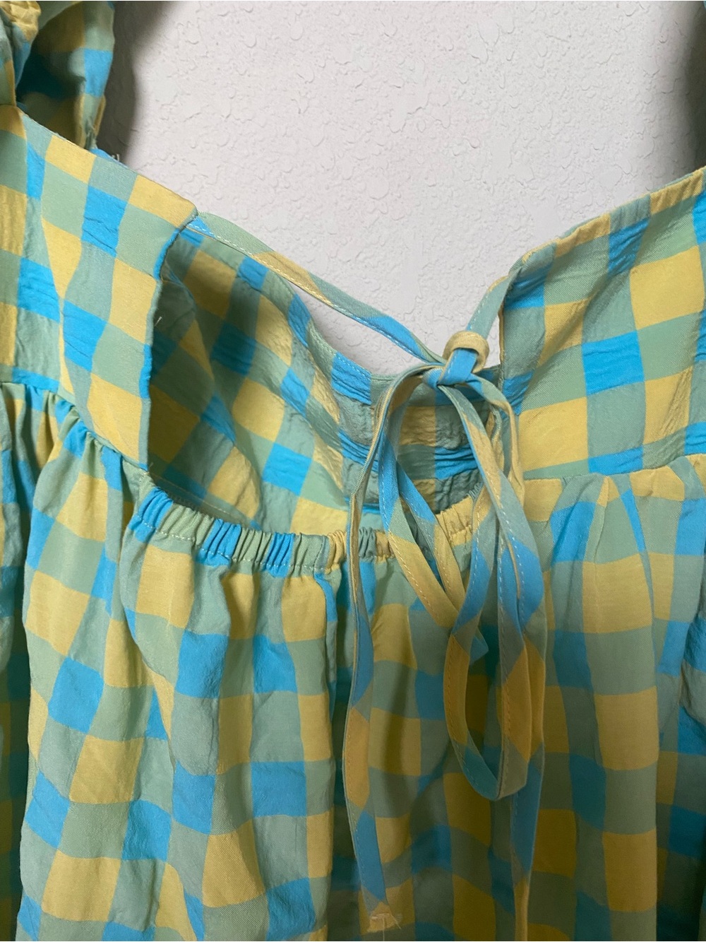 Zara Green and Yellow puff sleeve maxi dress size M - Picture 6 of 6